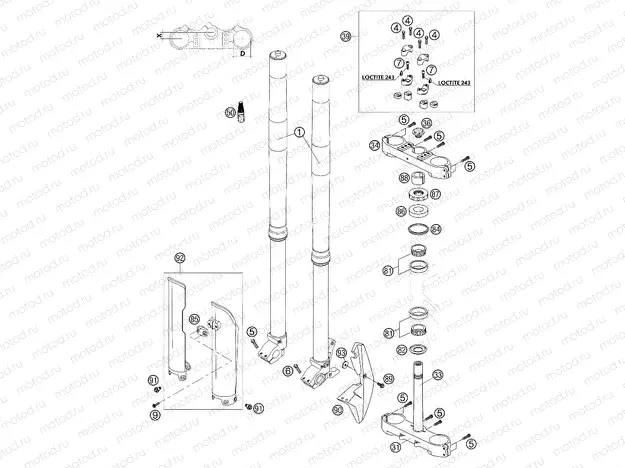 FRONT FORK, TRIPLE CLAMP