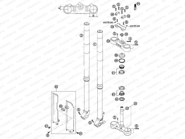 FRONT FORK, TRIPLE CLAMP