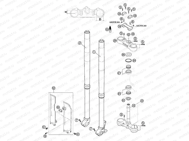 FRONT FORK, TRIPLE CLAMP