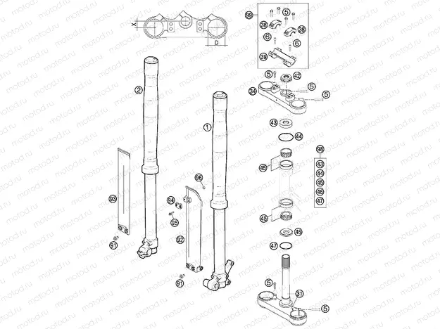 FRONT FORK, TRIPLE CLAMP