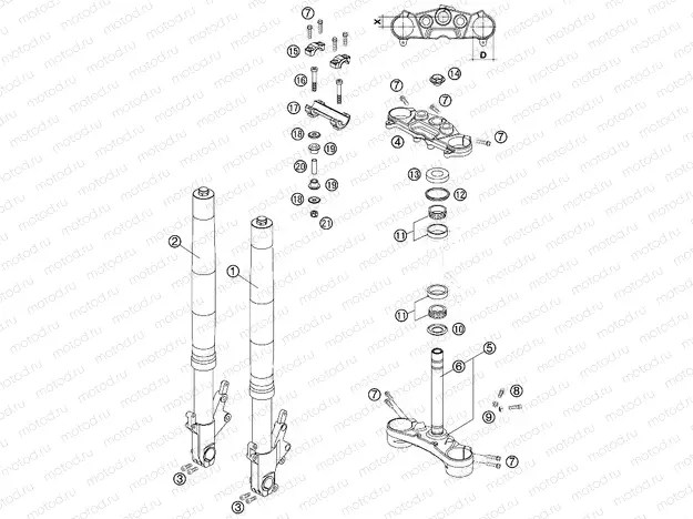 FRONT FORK, TRIPLE CLAMP