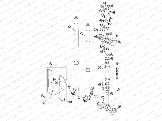 FRONT FORK, TRIPLE CLAMP