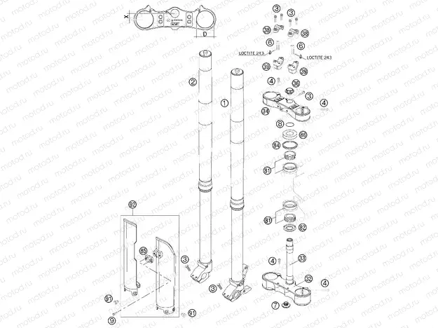 FRONT FORK, TRIPLE CLAMP