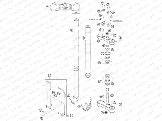 FRONT FORK, TRIPLE CLAMP