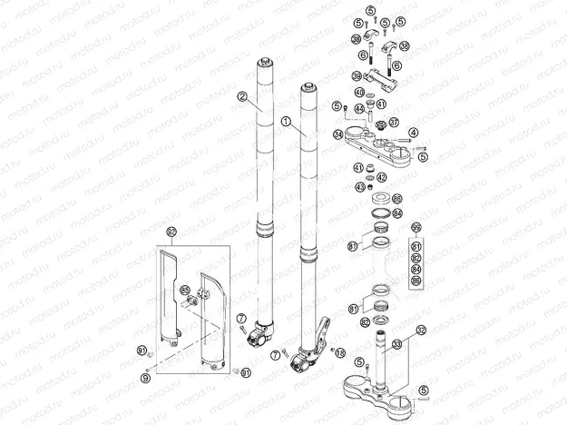 FRONT FORK, TRIPLE CLAMP