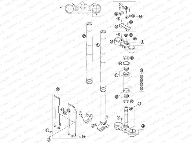 FRONT FORK, TRIPLE CLAMP