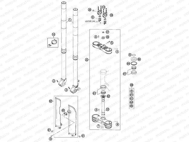FRONT FORK, TRIPLE CLAMP