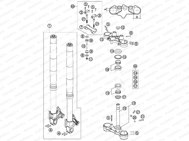 FRONT FORK, TRIPLE CLAMP
