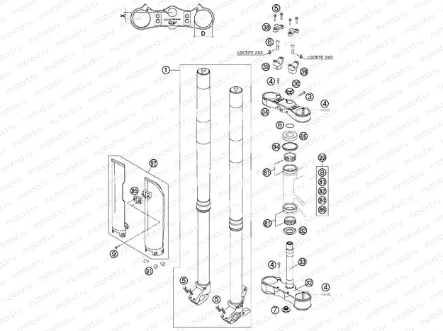 FRONT FORK, TRIPLE CLAMP