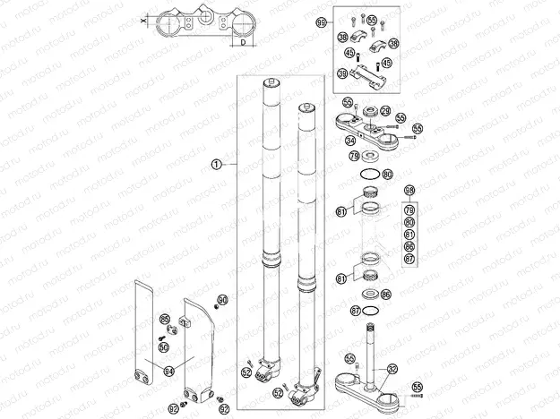 FRONT FORK, TRIPLE CLAMP