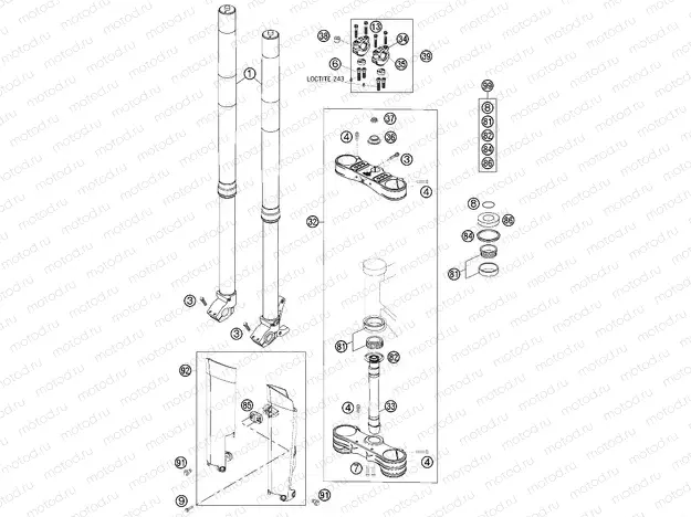 FRONT FORK, TRIPLE CLAMP