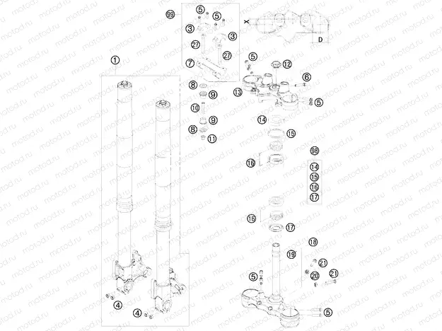 FRONT FORK, TRIPLE CLAMP