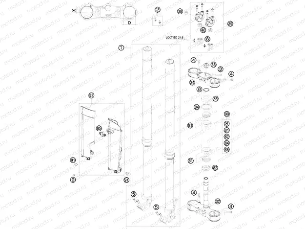 FRONT FORK, TRIPLE CLAMP