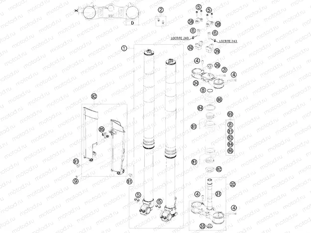 FRONT FORK, TRIPLE CLAMP
