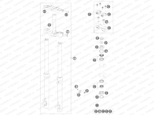 FRONT FORK, TRIPLE CLAMP