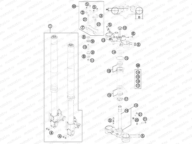 FRONT FORK, TRIPLE CLAMP