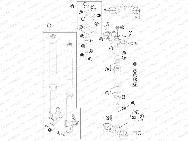 FRONT FORK, TRIPLE CLAMP