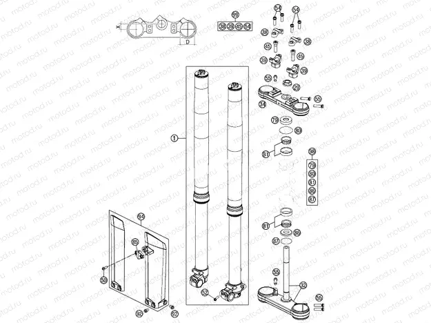 FRONT FORK, TRIPLE CLAMP