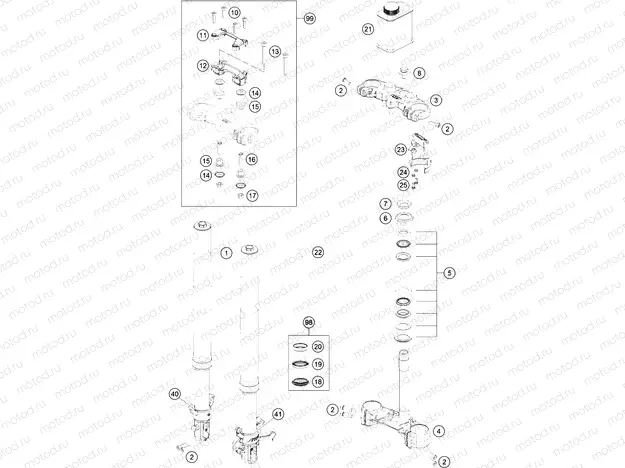 FRONT FORK, TRIPLE CLAMP