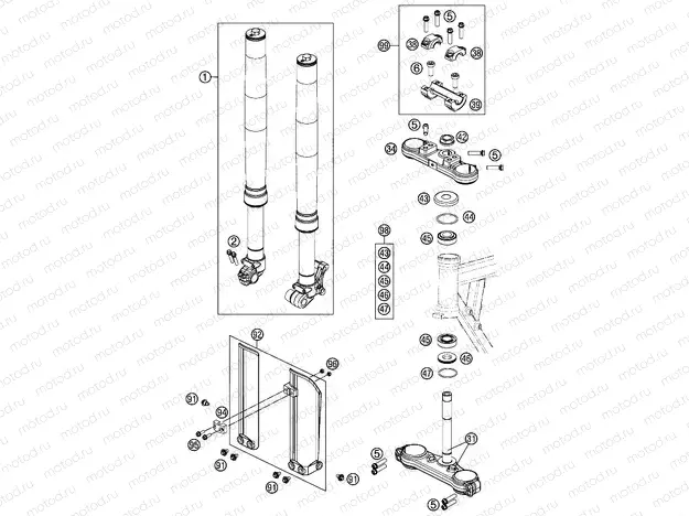 FRONT FORK, TRIPLE CLAMP