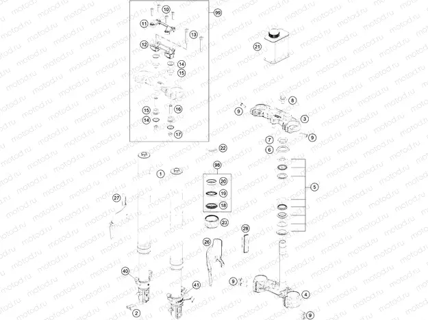 FRONT FORK, TRIPLE CLAMP