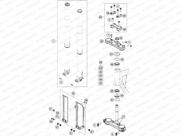 FRONT FORK, TRIPLE CLAMP