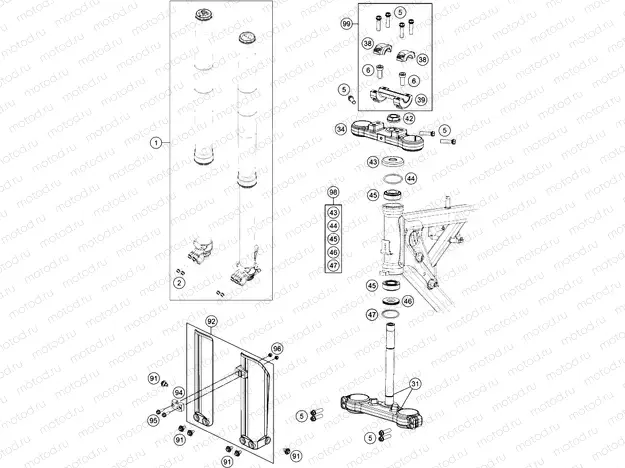 FRONT FORK, TRIPLE CLAMP