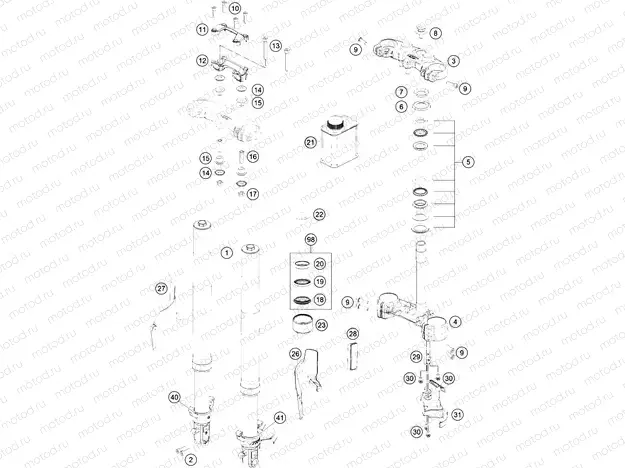 FRONT FORK, TRIPLE CLAMP