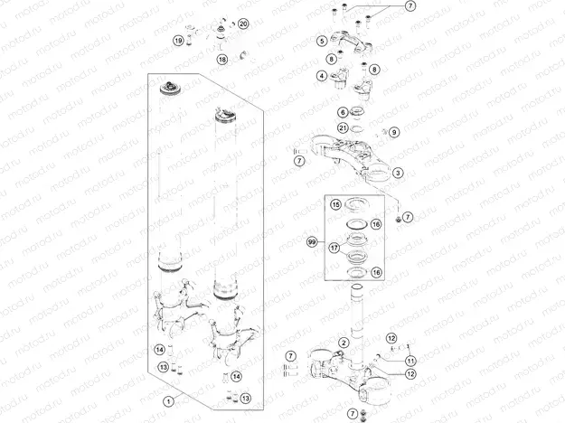 FRONT FORK, TRIPLE CLAMP