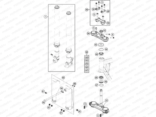 FRONT FORK, TRIPLE CLAMP