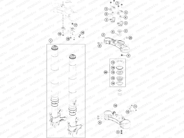 FRONT FORK, TRIPLE CLAMP