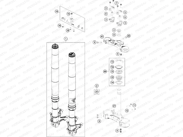 FRONT FORK, TRIPLE CLAMP