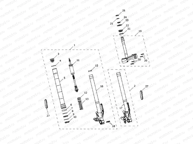 Front Forks & Yokes - Low Ride Height Version