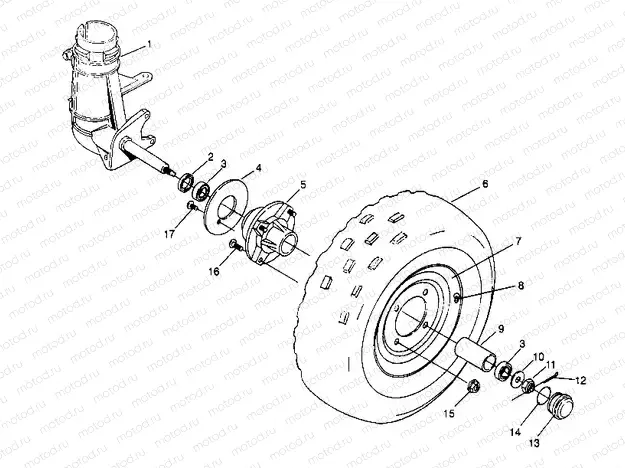 FRONT WHEEL ASSEMBLY 2X4 300 W957530 (4930053005B003) | FRONT WHEEL ASSEMBLY 2X4 300 W957530 (4930053005B003)