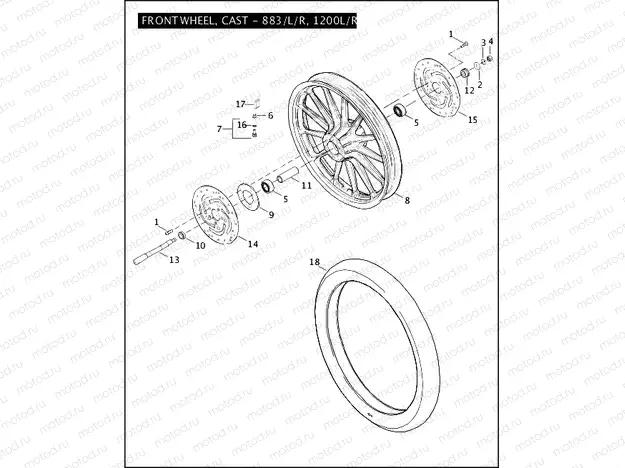 FRONT WHEEL, CAST - 883/L/R, 1200L/R