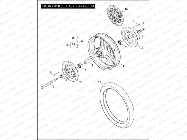 FRONT WHEEL, CAST - XR1200/X