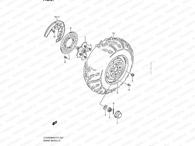 FRONT WHEEL (LT-A750XK8/XZK8)