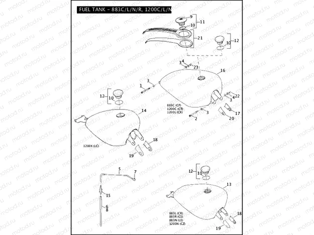 FUEL TANK - 883C/L/N/R, 1200C/L/N/X