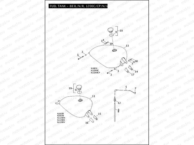 FUEL TANK - 883L/N/R, 1200C/CP/N/V/X