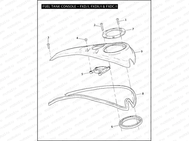 FUEL TANK CONSOLE - FXD/I, FXDX/I & FXDC/I