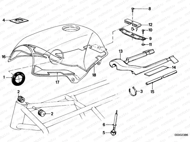 Fuel tank/attaching parts