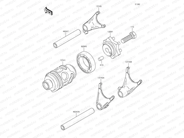Gear Change Drum & Shift Forks