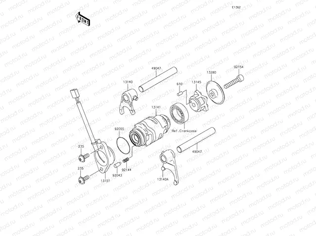 Gear Change Drum & Shift Forks
