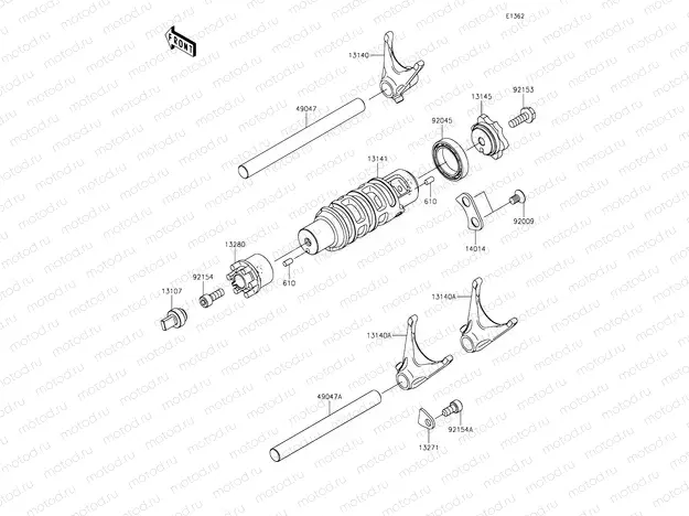 Gear Change Drum & Shift Forks
