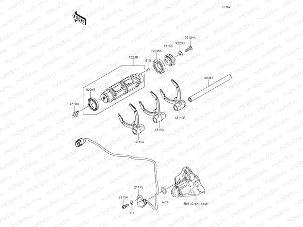 Gear Change Drum & Shift Forks