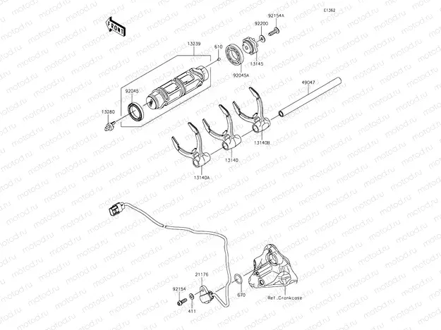 Gear Change Drum & Shift Forks
