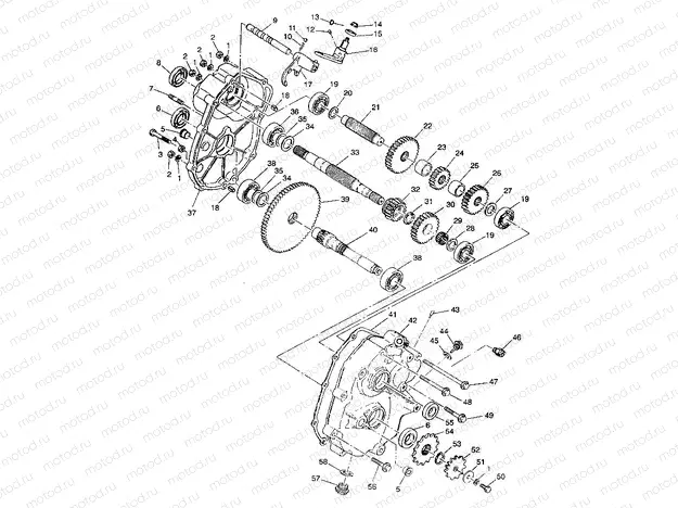 GEARCASE ASSEMBLY 4X4 250 W938127 (4924042404031A) | GEARCASE ASSEMBLY 4X4 250 W938127 (4924042404031A)