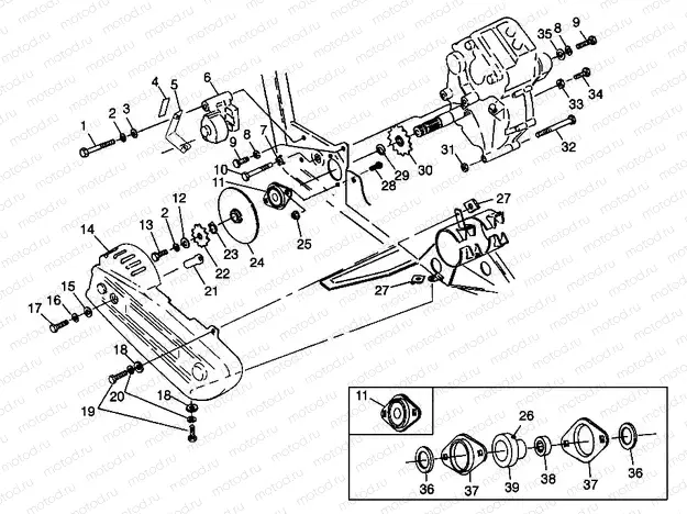 GEARCASE/BRAKE and CHAIN COVER MOUNTING - N98AC42D (4945214521C009) | GEARCASE/BRAKE and CHAIN COVER MOUNTING - N98AC42D (4945214521C009)