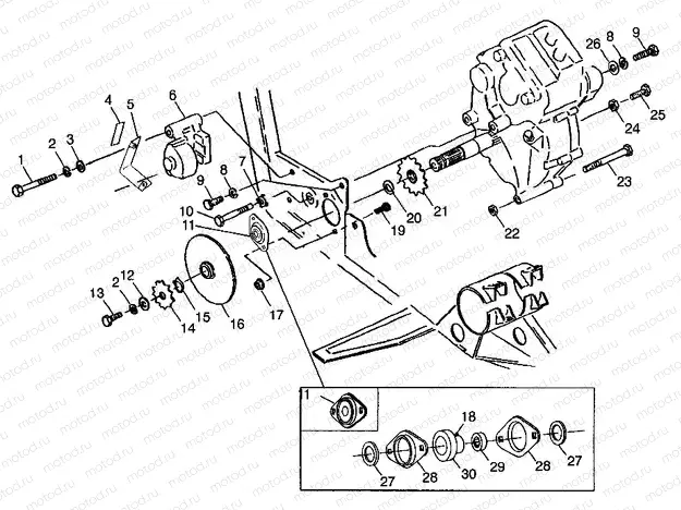 GEARCASE/BRAKE and CHAIN COVER MOUNTING XPLORER 300 W98CC28C (4945264526C006) | GEARCASE/BRAKE and CHAIN COVER MOUNTING XPLORER 300 W98CC28C (4945264526C006)