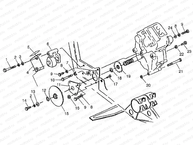 GEARCASE/BRAKE and CHAIN COVER MOUNTING XPRESS 300 W969530 and XPRESS 400 W (4935923592C009) | GEARCASE/BRAKE and CHAIN COVER MOUNTING XPRESS 300 W969530 and XPRESS 400 W (4935923592C009)
